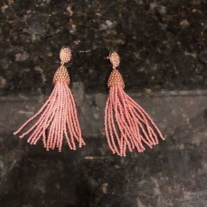 Rose colored long earrings by Bauble Bar
